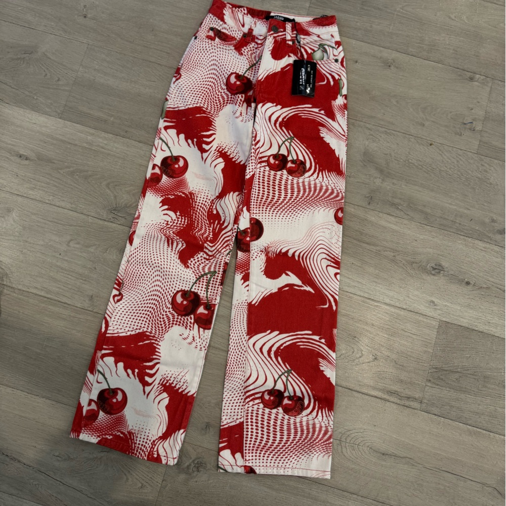Jade Red and White Kids Casual Bottoms